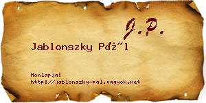 Jablonszky Pál névjegykártya
